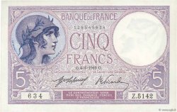 5 Francs FEMME CASQUÉE FRANCIA  1919 F.03.03 q.FDC