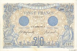 20 Francs BLEU FRANKREICH  1906 F.10.01
