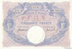 50 Francs BLEU ET ROSE FRANKREICH  1917 F.14.30