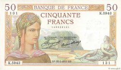 50 Francs CÉRÈS FRANCE  1937 F.17.36 AU-