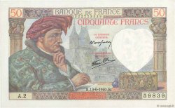 50 Francs JACQUES CŒUR FRANCE  1940 F.19.01 AU-