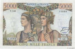 5000 Francs TERRE ET MER FRANCIA  1956 F.48.11 AU+