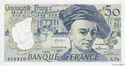 50 Francs QUENTIN DE LA TOUR FRANCE  1992 F.67.19c XF - AU