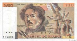 100 Francs DELACROIX modifié Fauté FRANCE  1987 F.69.11 XF