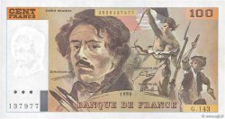 100 Francs DELACROIX imprimé en continu FRANKREICH  1990 F.69bis.01bG fST
