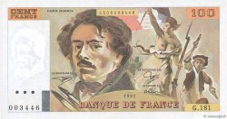 100 Francs DELACROIX imprimé en continu FRANKREICH  1991 F.69bis.03b1 fST+