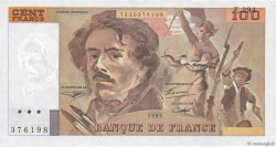 100 Francs DELACROIX 442-1 & 442-2 Fauté FRANCIA  1995 F.69ter.02c AU