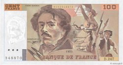 100 Francs DELACROIX UNIFACE FRANKREICH  1995 F.69bisU.08 fST