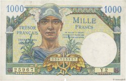 1000 Francs TRÉSOR FRANÇAIS FRANKREICH  1947 VF.33.02 VZ