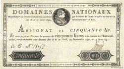 50 Livres FRANCE  1791 Ass.13a VF+