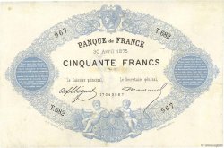 50 Francs type 1868 Indices Noirs FRANCE  1875 F.A38.09 VF-