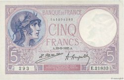 5 Francs FEMME CASQUÉE FRANCIA  1925 F.03.09 AU+
