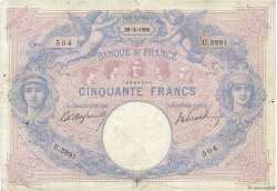 50 Francs BLEU ET ROSE FRANCIA  1906 F.14.18