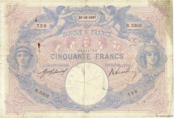 50 Francs BLEU ET ROSE FRANCE  1907 F.14.20 B+