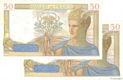 50 Francs CÉRÈS modifié Consécutifs FRANCE  1939 F.18.31 AU+