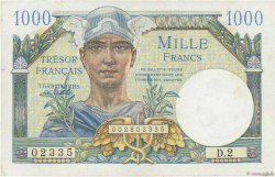 1000 Francs TRÉSOR FRANÇAIS FRANKREICH  1947 VF.33.02 fST
