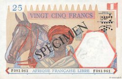 25 Francs Spécimen AFRIQUE ÉQUATORIALE FRANÇAISE Brazzaville 1941 P.07s SC