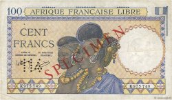 100 Francs Spécimen AFRIQUE ÉQUATORIALE FRANÇAISE Brazzaville 1941 P.08s TTB