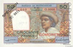 50 Francs Spécimen COMORAS  1960 P.02s2 FDC