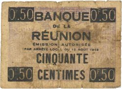 50 Centimes REUNION INSEL  1943 P.33 SGE