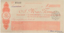 Francs FRANCE régionalisme et divers Condrieu 1915 DOC.Chèque