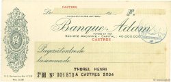 Francs FRANCE regionalismo e varie Castres 1915 DOC.Chèque