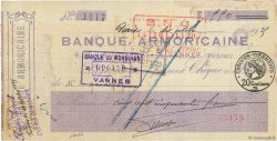 550 Francs FRANCE regionalismo y varios Vannes 1925 DOC.Chèque