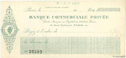 Francs FRANCE regionalism and miscellaneous Paris 1933 DOC.Chèque