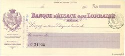 Francs FRANCE regionalism and miscellaneous Metz 1920 DOC.Chèque