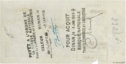 2098 Francs FRANCE Regionalismus und verschiedenen Dinan 1934 DOC.Chèque SS