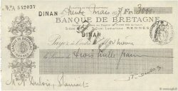3000 Francs FRANCE regionalism and miscellaneous Dinan 1939 DOC.Chèque