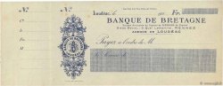 Francs FRANCE Regionalismus und verschiedenen Loudéac 1920 DOC.Chèque fST
