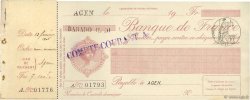 Francs FRANCE regionalism and various Agen 1906 DOC.Chèque