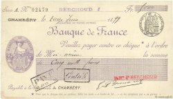 5000 Francs FRANCE regionalism and miscellaneous Chambéry 1899 DOC.Chèque