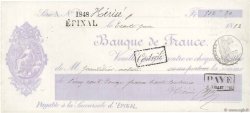512,30 Francs FRANCE regionalism and miscellaneous Épinal  1882 DOC.Chèque VF