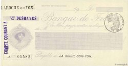 Francs FRANCE regionalism and miscellaneous La Roche-Sur-Yon 1871 DOC.Chèque