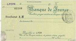 Francs FRANCE regionalism and miscellaneous Lyon 1924 DOC.Chèque