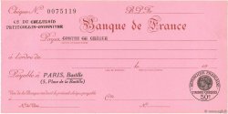 Francs FRANCE Regionalismus und verschiedenen Paris 1932 DOC.Chèque fST