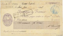 150,05 Francs FRANCE Regionalismus und verschiedenen Rodez 1903 DOC.Chèque SS