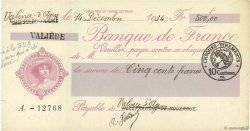 500 Francs FRANCE regionalismo y varios Villefranche-De-Rouergue 1934 DOC.Chèque EBC