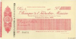 Francs FRANCE regionalism and miscellaneous Paris 1920 DOC.Chèque AU