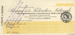 Francs FRANCE regionalismo y varios Paris 1915 DOC.Chèque FDC