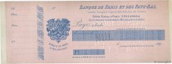 Francs Non émis FRANCE regionalism and various Paris 1890 DOC.Chèque XF