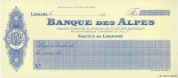 Francs FRANCE Regionalismus und verschiedenen Laragne 1910 DOC.Chèque ST