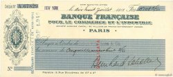5108,45 Francs FRANCE regionalismo y varios Paris 1913 DOC.Chèque EBC