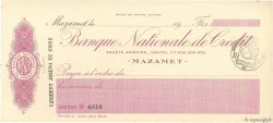 Francs FRANCE regionalismo e varie Mazamet 1915 DOC.Chèque AU