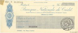 Francs FRANCE regionalism and various Moulins 1915 DOC.Chèque AU