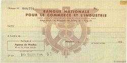 Francs FRANCE regionalismo y varios Moulins 1930 DOC.Chèque MBC