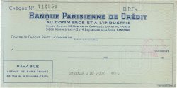 Francs FRANCE Regionalismus und verschiedenen Paris 1930 DOC.Chèque VZ