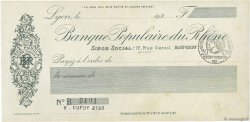 Francs FRANCE regionalismo e varie Lyon 1920 DOC.Chèque SPL